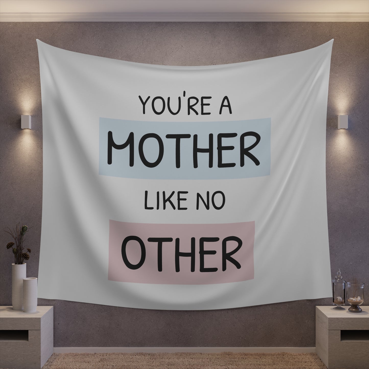 "Mother's Embrace: A Tribute to the Eternal Light" Wall Tapestry