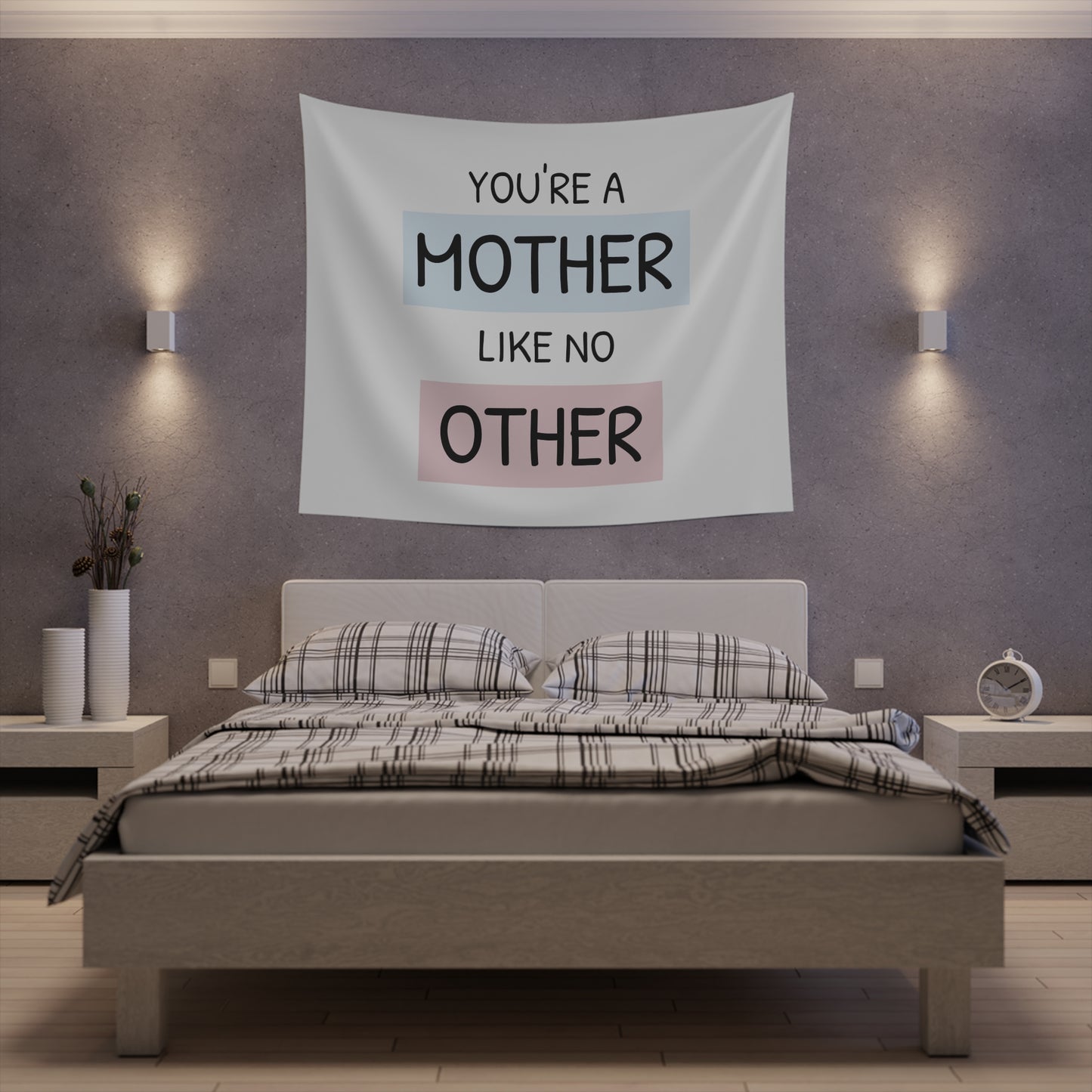 "Mother's Embrace: A Tribute to the Eternal Light" Wall Tapestry